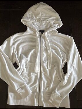 Banana Republic White Hooded Zip Front Jacket